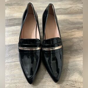 SHEIN black loafer heels